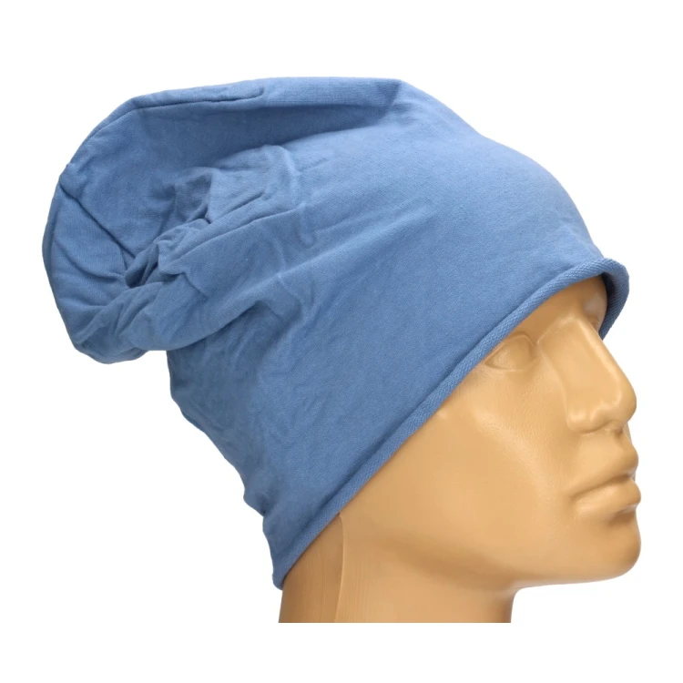 Czapka damska Beanie włoska cienka smerfetka jednolita niebieska