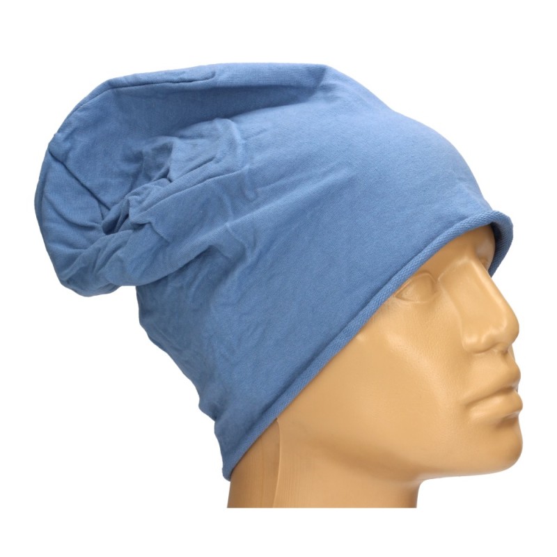 Czapka damska Beanie włoska cienka smerfetka jednolita niebieska
