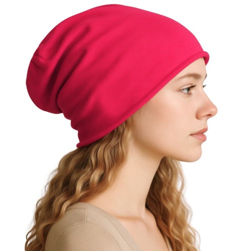 Czapka damska Beanie włoska cienka smerfetka koralowa