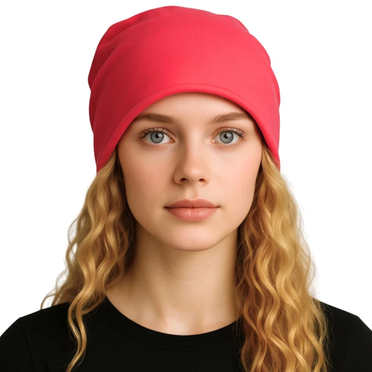 Czapka damska Beanie włoska cienka smerfetka koralowa