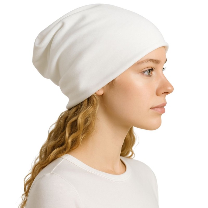 Czapka damska Beanie włoska cienka smerfetka bawełna biała