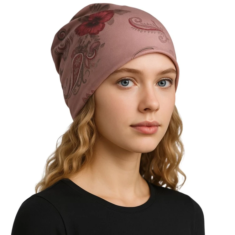 Czapka damska Beanie włoska cienka smerfetka bawełna różowa