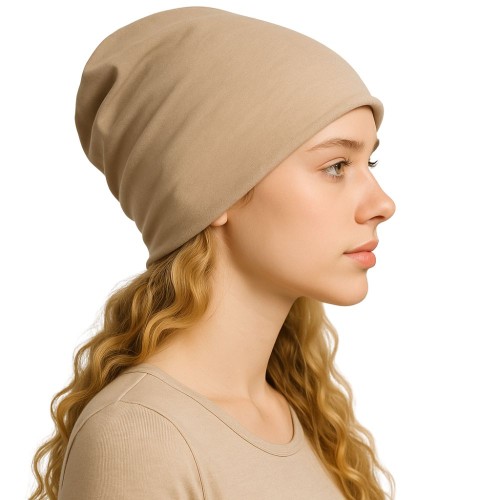 Czapka damska Beanie włoska cienka smerfetka bawełna ecru