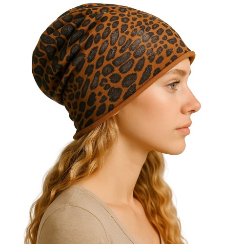 Czapka damska Beanie włoska cienka smerfetka bawełna musztardowa