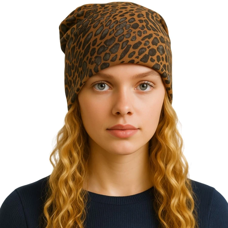 Czapka damska Beanie włoska cienka smerfetka bawełna musztardowa