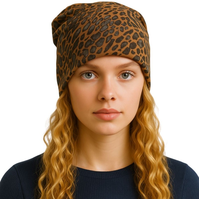 Czapka damska Beanie włoska cienka smerfetka bawełna musztardowa