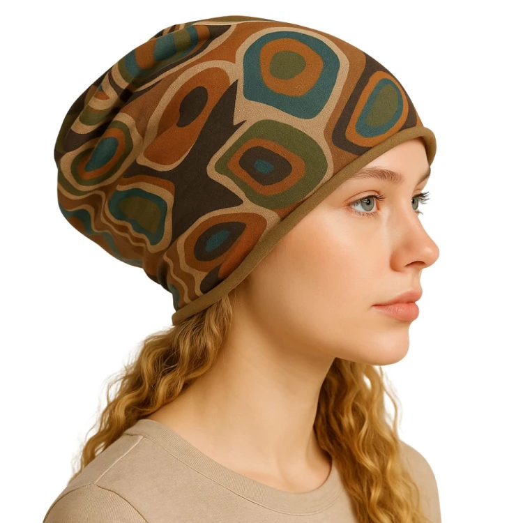 Czapka damska Beanie włoska cienka smerfetka bawełna beżowa