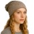 Czapka damska Beanie włoska cienka smerfetka bawełna beżowa napisy