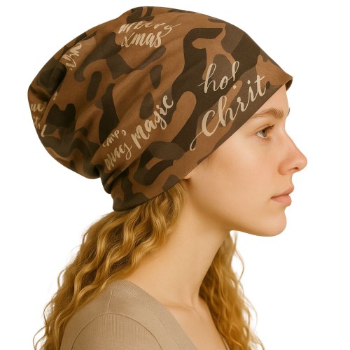 Czapka damska Beanie włoska cienka smerfetka bawełna beżowo-szara