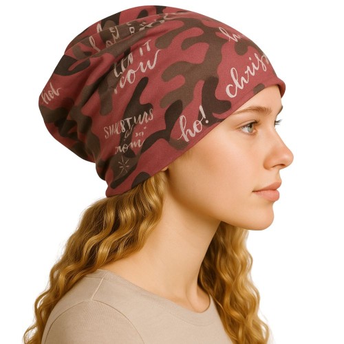 Czapka damska Beanie włoska cienka smerfetka bawełna różowo-szara