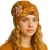 Czapka damska Beanie włoska cienka smerfetka bawełna musztardowa w kwiaty