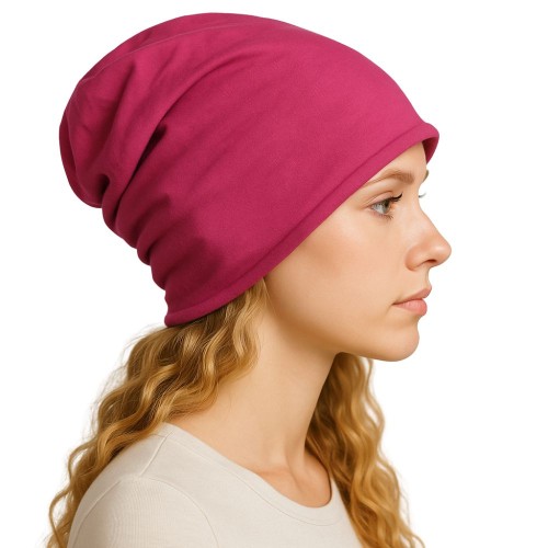 Czapka damska Beanie włoska cienka smerfetka bawełna pink