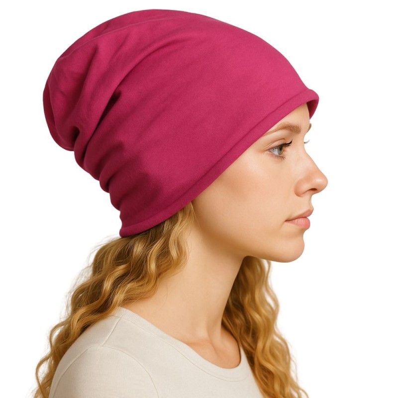 Czapka damska Beanie włoska cienka smerfetka bawełna pink