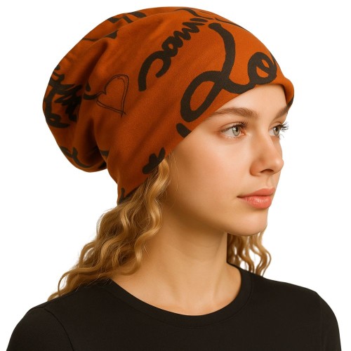 Czapka damska Beanie włoska cienka smerfetka bawełna ruda