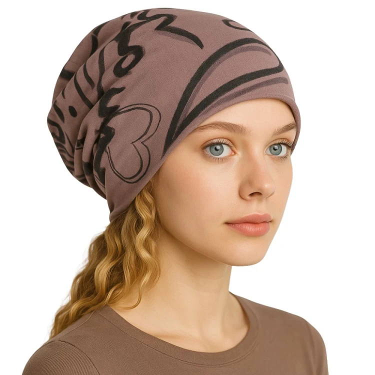 Czapka damska Beanie włoska cienka smerfetka bawełna różowa