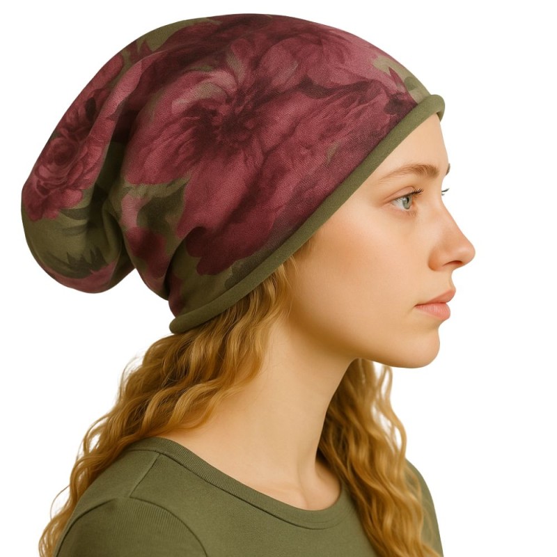 Czapka damska Beanie włoska cienka smerfetka bawełna zielona