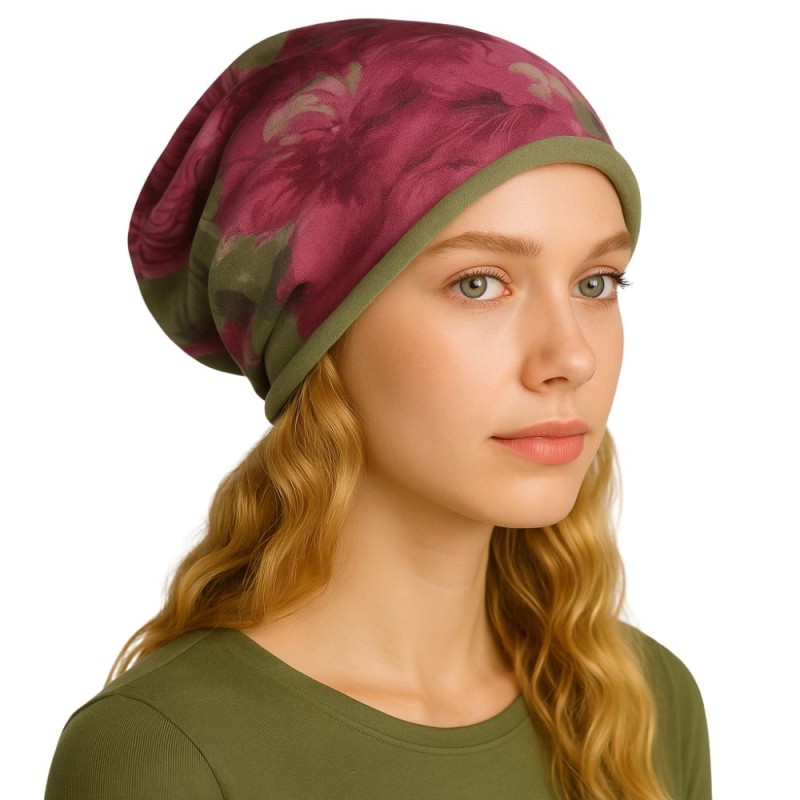 Czapka damska Beanie włoska cienka smerfetka bawełna zielona