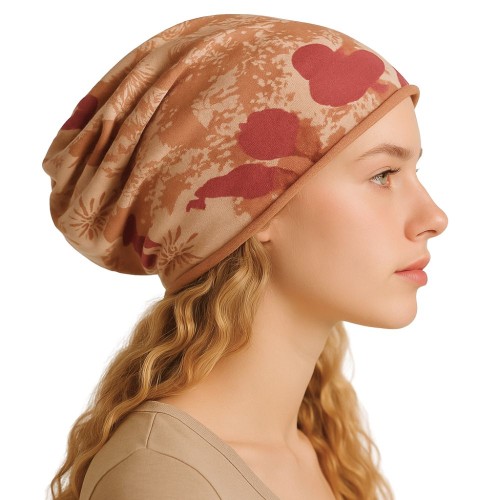 Czapka damska Beanie włoska cienka smerfetka bawełna brązowa