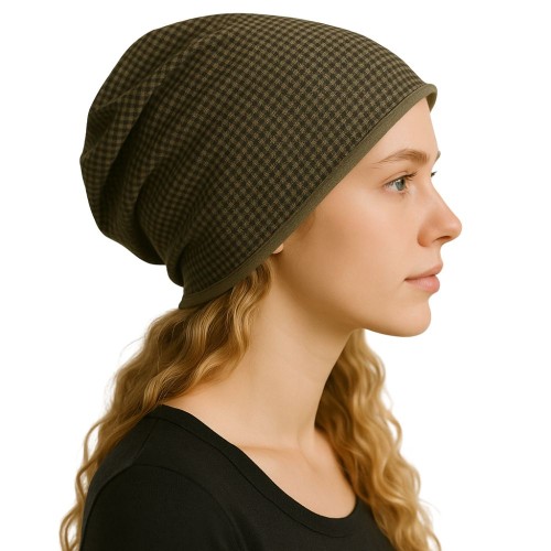 Czapka damska Beanie włoska cienka smerfetka bawełna zielona