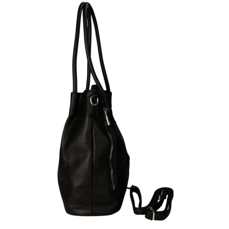 Torebka Damska typu shopper z przeszyciami czarna