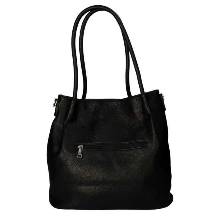 Torebka Damska typu shopper z przeszyciami czarna