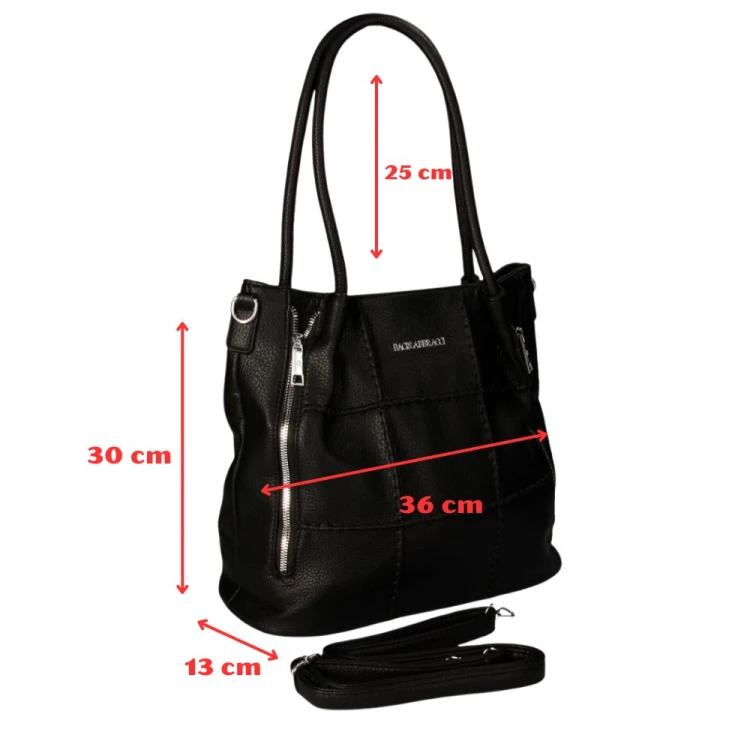 Torebka Damska typu shopper z przeszyciami czarna