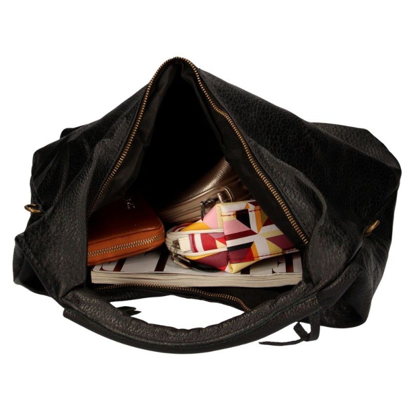 Torebka damska czarna typu hobo
