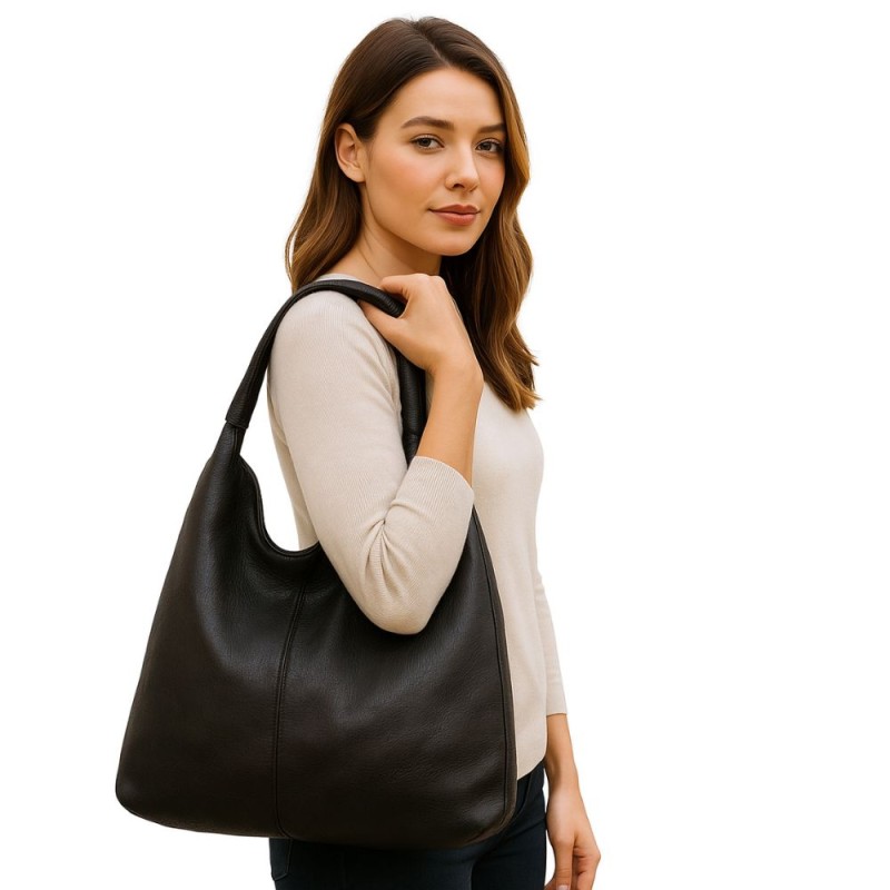 Torebka damska czarna typu hobo