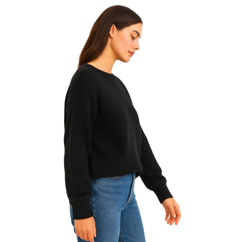 Sweter Damski Klasyczny Włoski Czarny