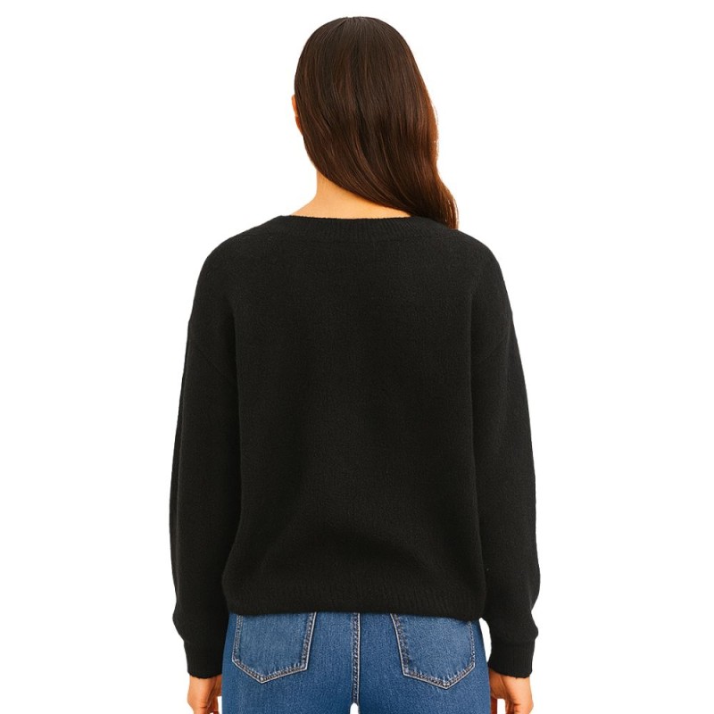 Sweter Damski Klasyczny Włoski Czarny