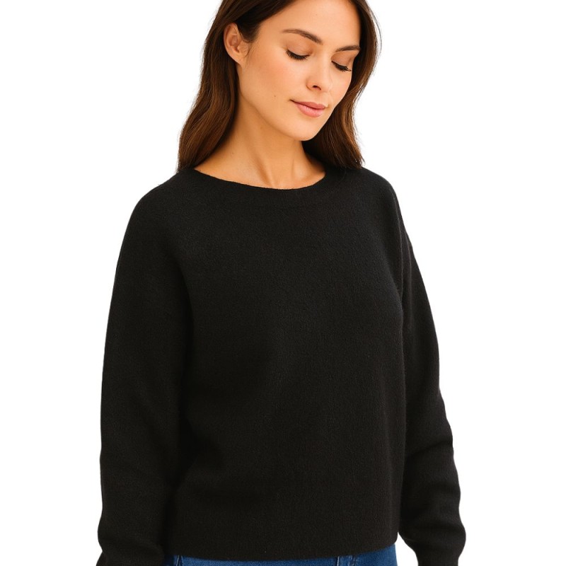 Sweter Damski Klasyczny Włoski Czarny
