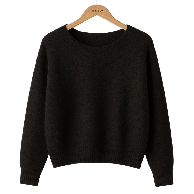 Sweter Damski Klasyczny Włoski Czarny