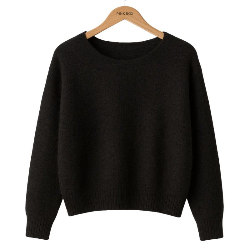 Sweter Damski Klasyczny Włoski Czarny