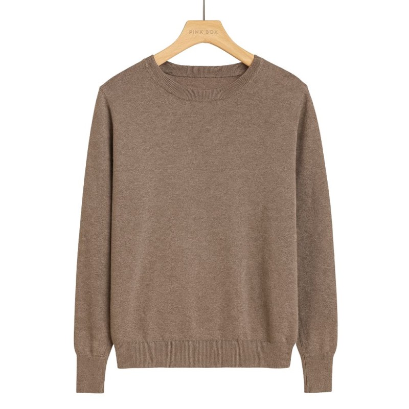 Sweter Damski Klasyczny Włoski Brązowy