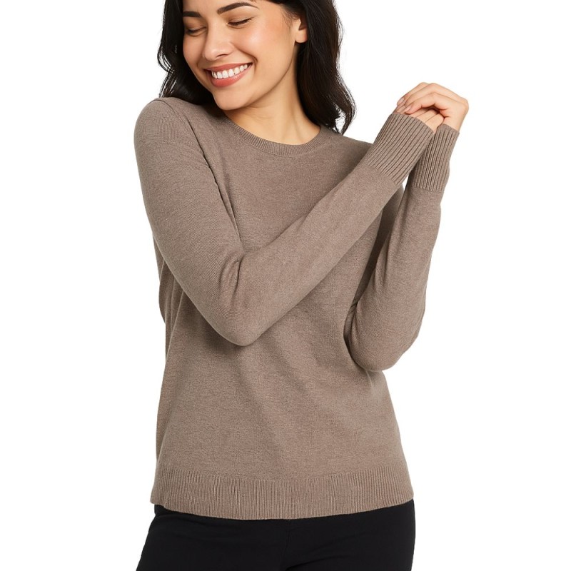 Sweter Damski Klasyczny Włoski Brązowy