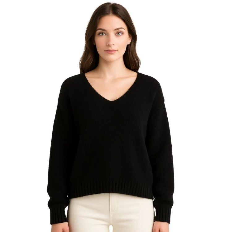 Sweter Damski Elegancki Włoski Czarny