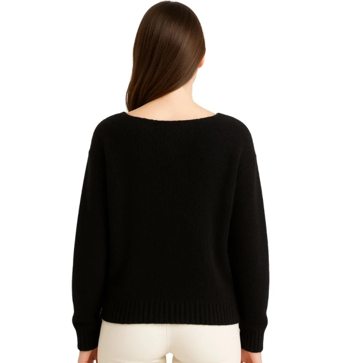 Sweter Damski Elegancki Włoski Czarny