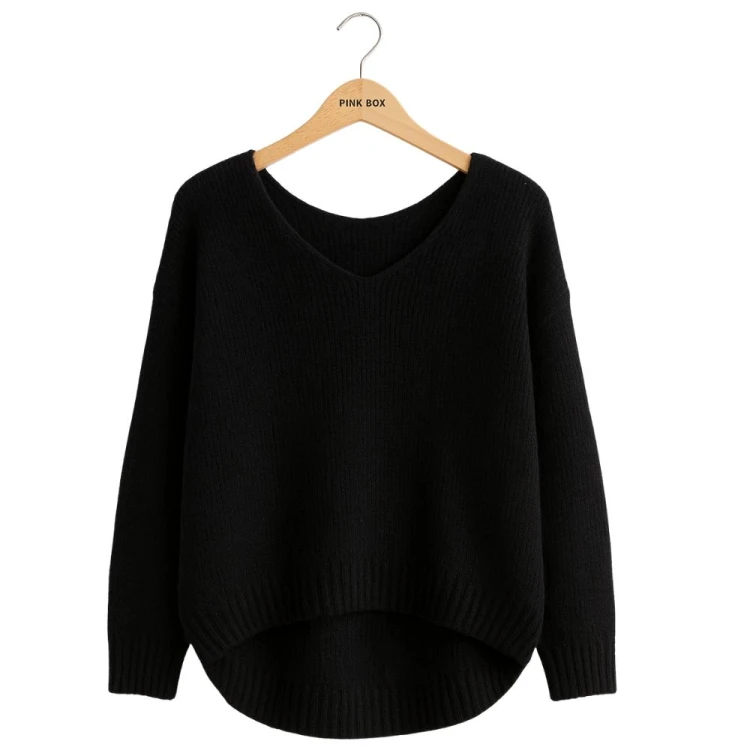Sweter Damski Elegancki Włoski Czarny