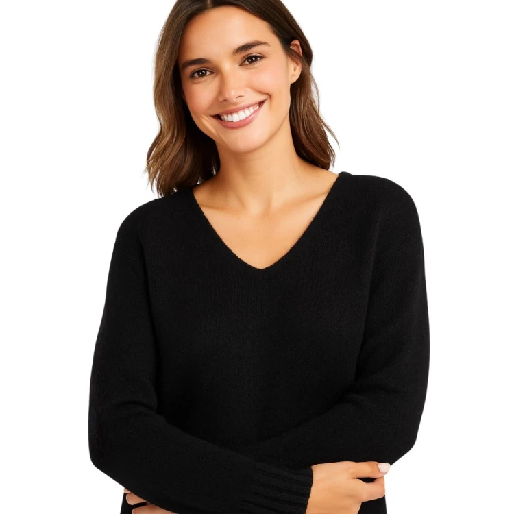 Sweter Damski Elegancki Włoski Czarny