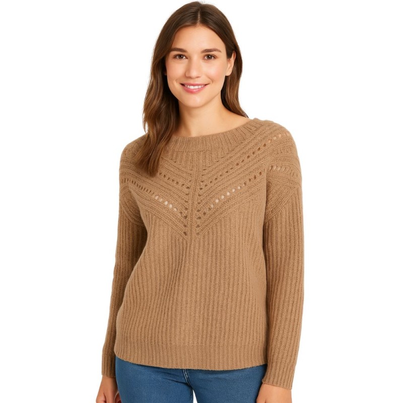 Sweter Damski Ażurowy Włoski Beżowy S/M