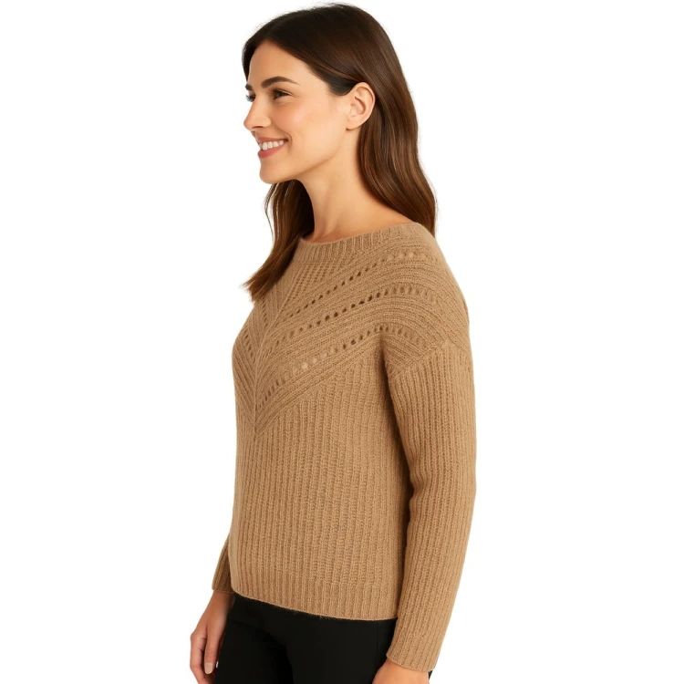 Sweter Damski Ażurowy Włoski Beżowy S/M