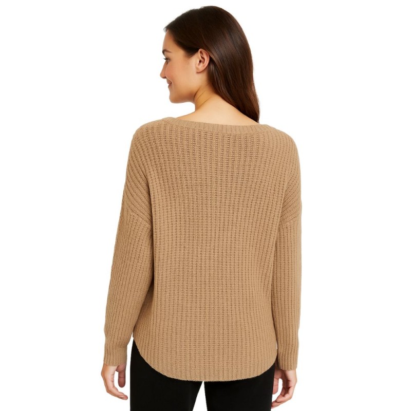 Sweter Damski Ażurowy Włoski Beżowy M/L