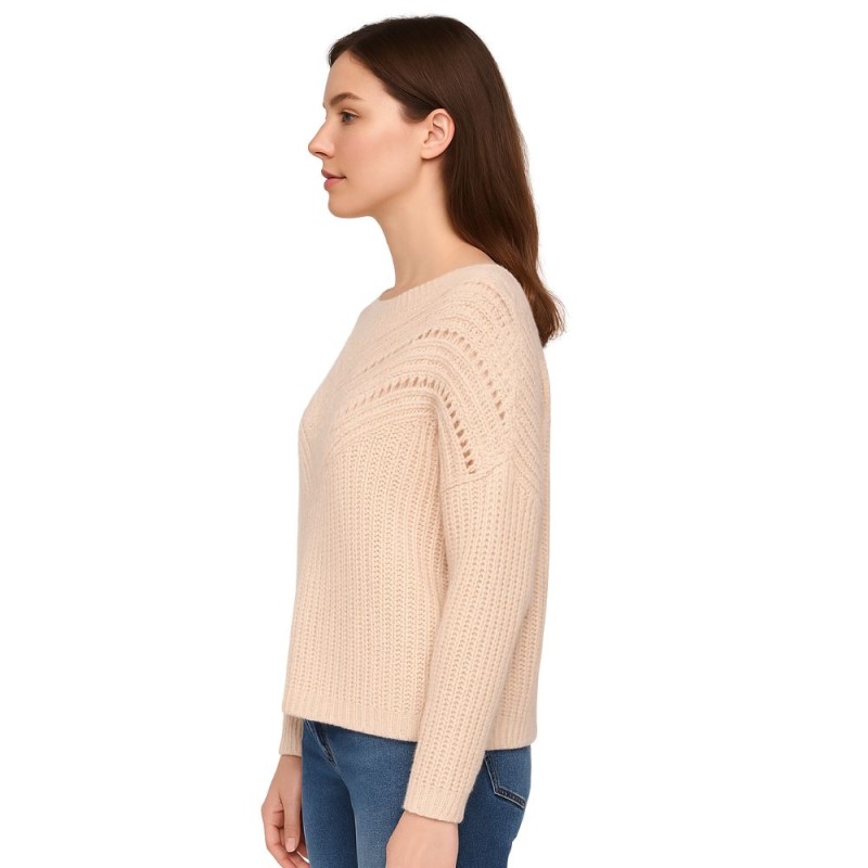 Sweter Damski Ażurowy Włoski Pudrowo Różowy S/M