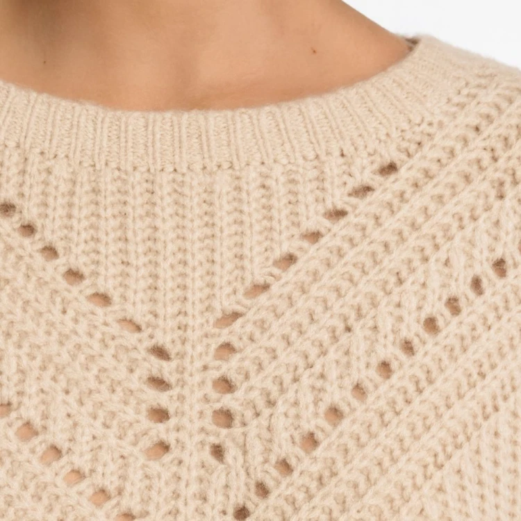 Sweter Damski Ażurowy Włoski Pudrowo Różowy M/L