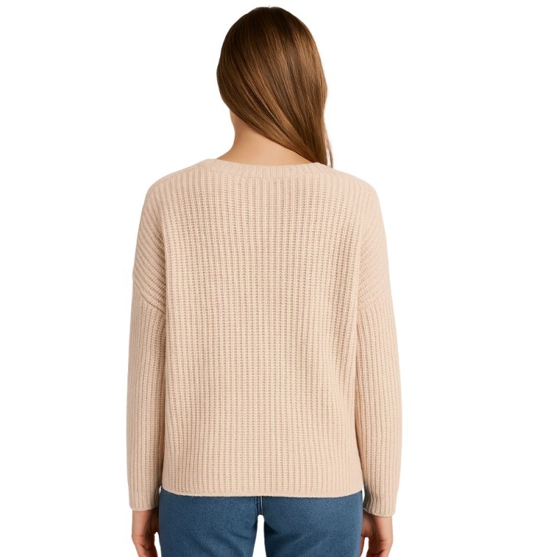 Sweter Damski Ażurowy Włoski Pudrowo Różowy L/XL