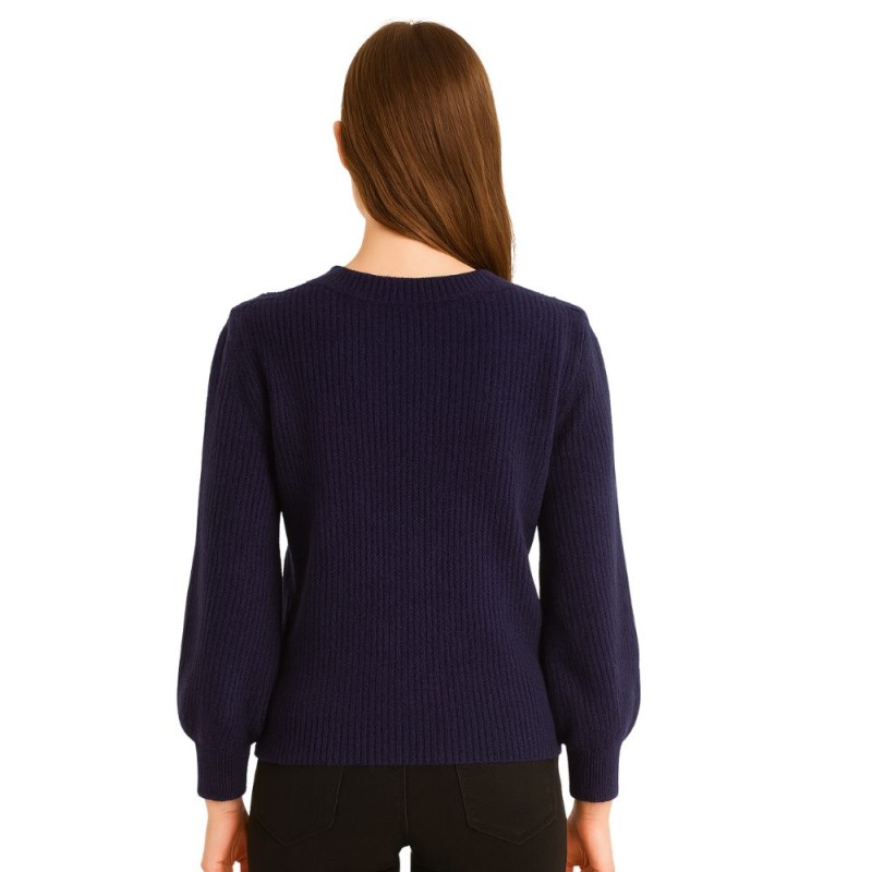 Sweter Damski z Bufkami Włoski Granatowy