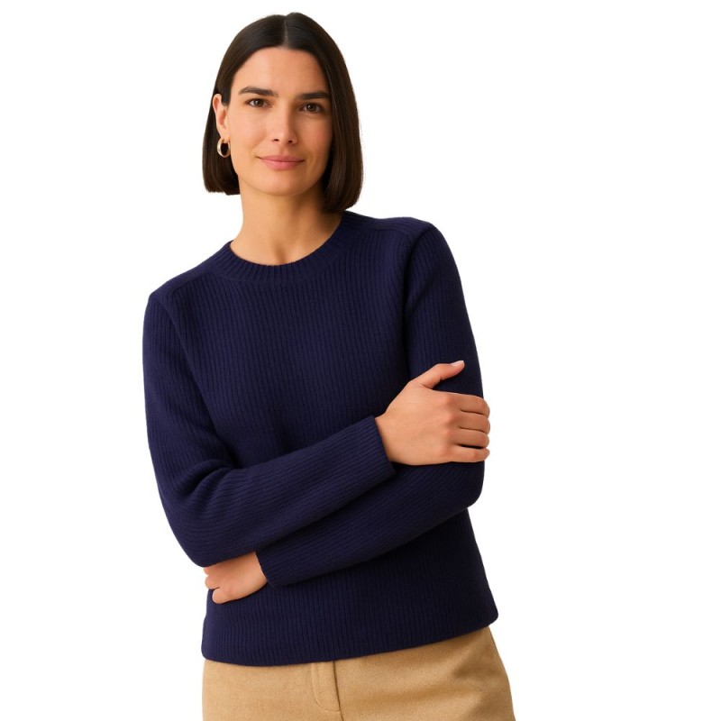 Sweter Damski z Bufkami Włoski Granatowy