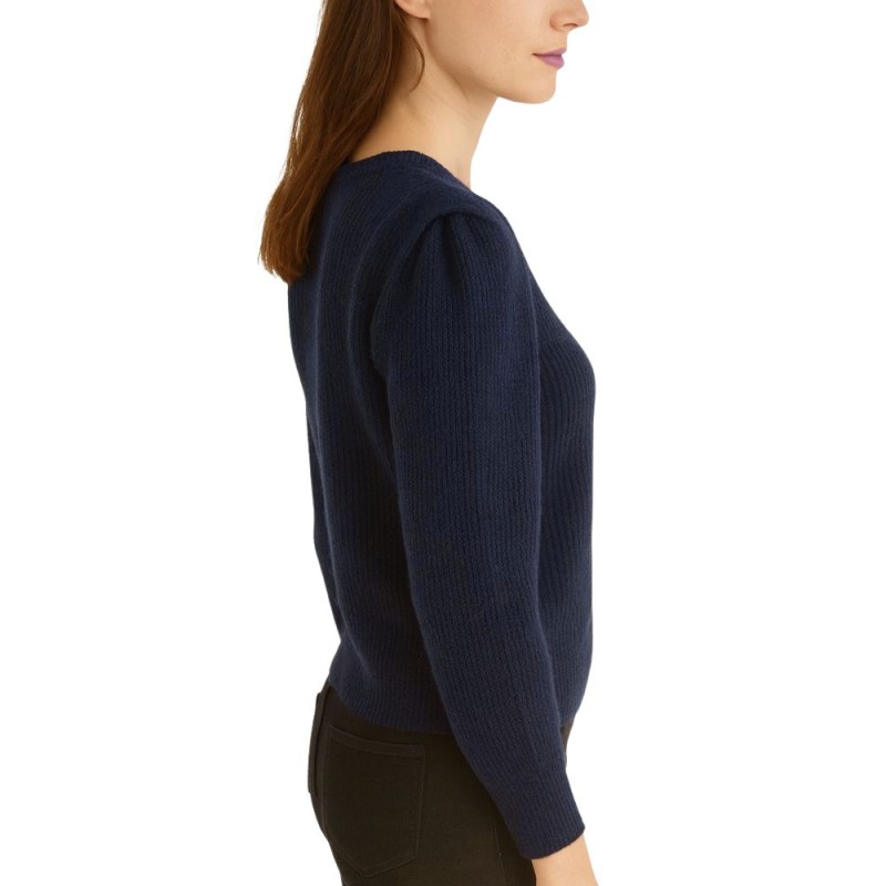 Sweter Damski z Bufkami Włoski Granatowy