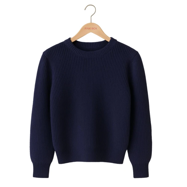 Sweter Damski z Bufkami Włoski Granatowy