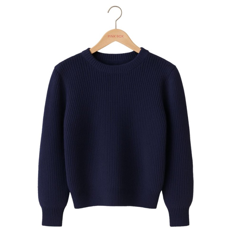 Sweter Damski z Bufkami Włoski Granatowy